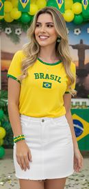Camiseta Feminina Brasil Seleção Casual Copa do Mundo