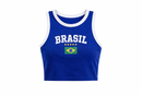 Top Cropped Canelado Feminino Regata Brasil Copa do Mundo