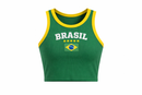 Top Cropped Canelado Feminino Regata Brasil Copa do Mundo