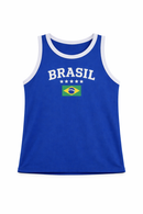 Blusa Regata Bicolor Feminina Brasil Copa do Mundo