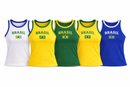Blusa Regata Bicolor Feminina Brasil Copa do Mundo