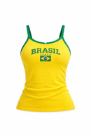 Blusinha Regata Feminina Cropped Brasil Copa do Mundo