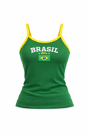 Blusinha Regata Feminina Cropped Brasil Copa do Mundo