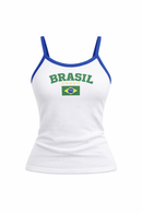 Blusinha Regata Feminina Cropped Brasil Copa do Mundo