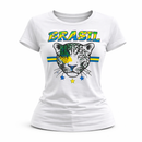 Camiseta T-Shirt Com Estampa Silk Brasil Onça Feminina