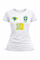 Camiseta T-Shirt Com Estampa Silk Brasil Mapa Feminina