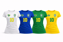 Camiseta T-Shirt Com Estampa Silk Brasil Mapa Feminina