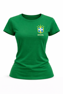 Camiseta T-Shirt Com Estampa Silk Brasil Escudo Feminina