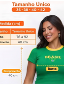 Top Cropped Canelado Feminino Regata Brasil Copa do Mundo
