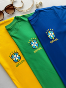 Camiseta T-Shirt Com Estampa Silk Brasil Escudo Feminina