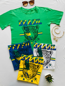 Camiseta T-Shirt Com Estampa Silk Brasil Onça Feminina