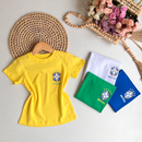 Camiseta T-Shirt Com Estampa Silk Brasil Escudo Feminina