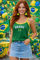 Blusinha Regata Feminina Cropped Brasil Copa do Mundo