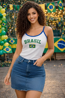 Blusinha Regata Feminina Cropped Brasil Copa do Mundo