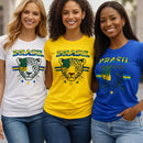 Camiseta T-Shirt Com Estampa Silk Brasil Onça Feminina
