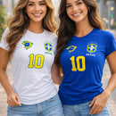 Camiseta T-Shirt Com Estampa Silk Brasil Mapa Feminina