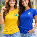 Camiseta T-Shirt Com Estampa Silk Brasil Escudo Feminina